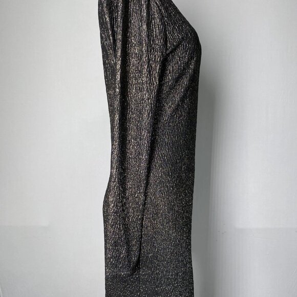 NEW MICHAEL KORS Metallic Crinkle Jacquard Mini Dress – Black/Gold – Size M - Picture 6 of 12